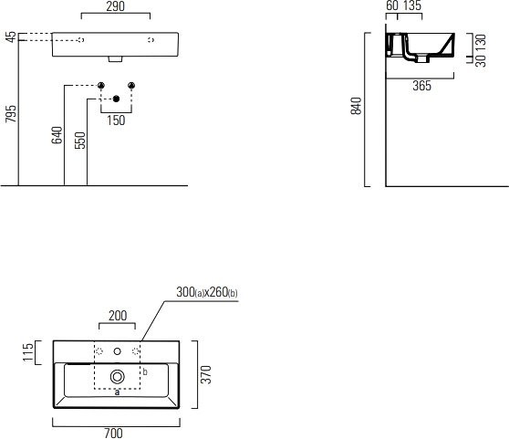 Накладная раковина GSI Kube X 9455111 70 см