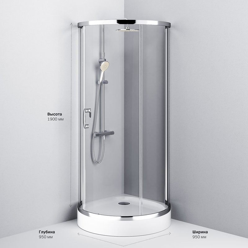 Душевой уголок AM.PM Like W83G-333-095CT 95х95, прозрачное стекло