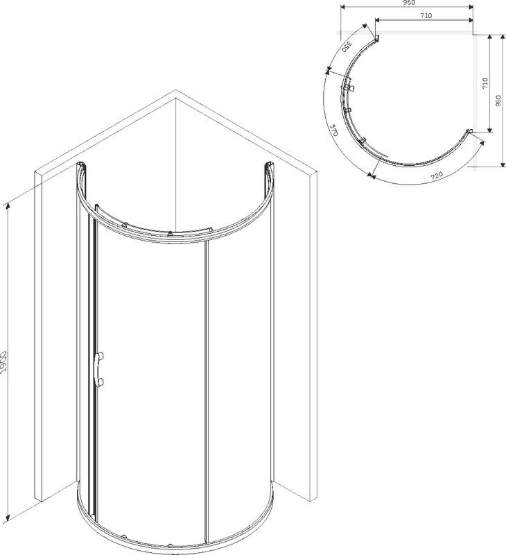 Душевой уголок AM.PM Like W83G-333-095CT 95х95, прозрачное стекло