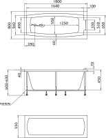 Акриловая ванна Marka One Aelita 180x80 см, пристенная, белая, с каркасом