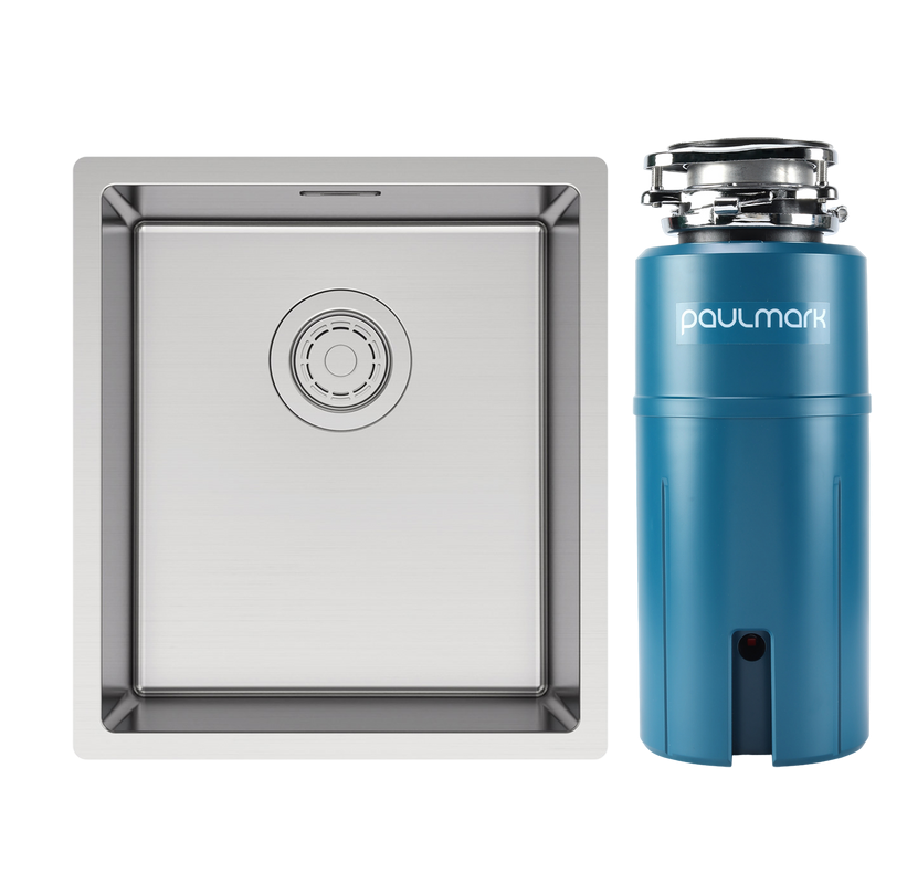 Комплект Мойка Paulmark Yuni YU39-BS сталь + Измельчитель Intenso