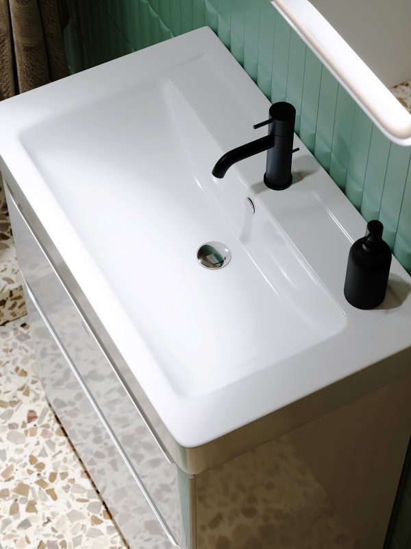 Тумба с раковиной Alavann Lana 80 напольная, 2 ящика, белая