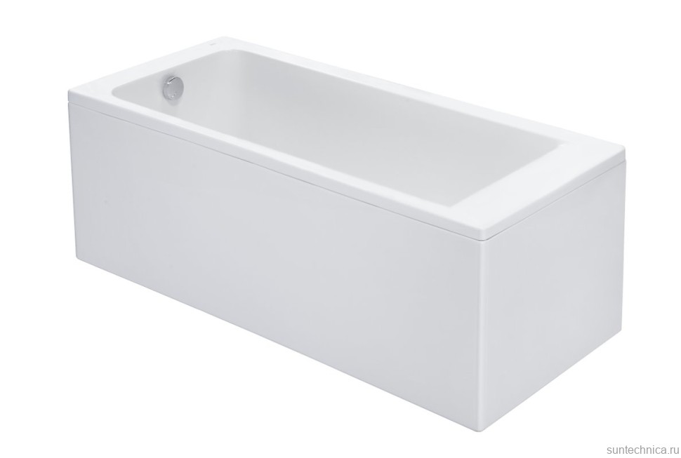 Акриловая ванна Roca Easy 170x80 см, пристенная, белая, с каркасом, со сливом-переливом