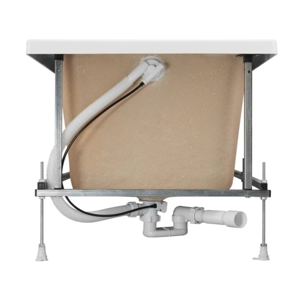 Акриловая ванна Roca Easy 170x80 см, пристенная, белая, с каркасом, со сливом-переливом