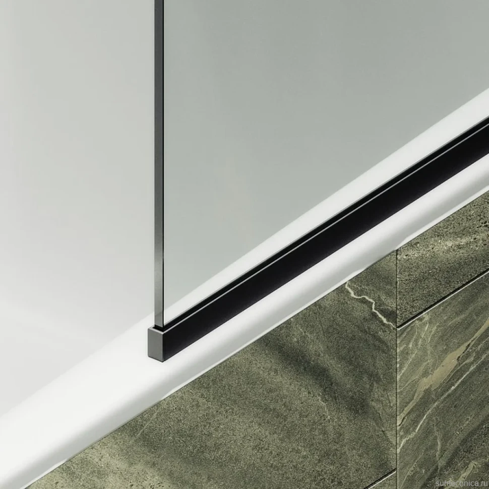 Шторка на ванну Maybahglass MGV-144-6у 64x140, профиль черный, стекло прозрачное