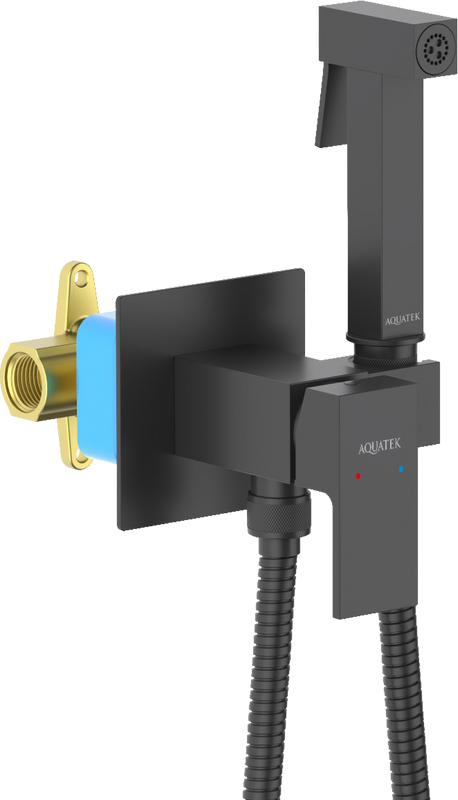 Гигиенический душ AQUATEK Либра AQ1022MB со смесителем, С ВНУТРЕННЕЙ ЧАСТЬЮ, матовый черный