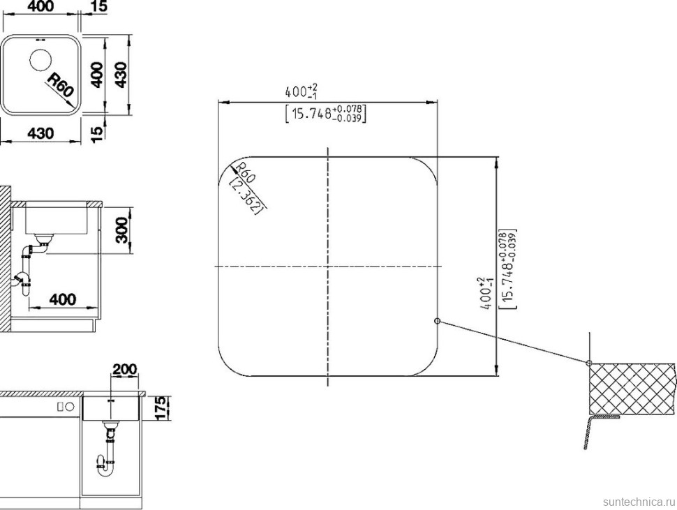 Комплект Мойка Blanco Supra 400-U + Смеситель Grohe Eurosmart