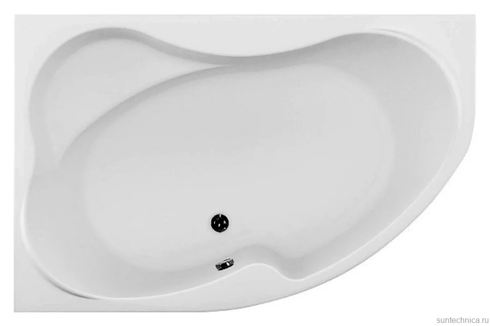 Акриловая ванна Aquanet Capri 00205345 L 170x110 см, угловая, левая, пристенная, белая, асимметричная, с каркасом, с сиденьем