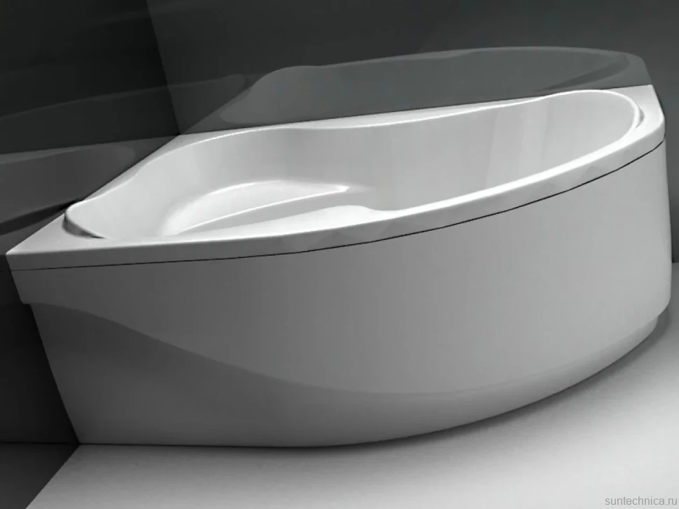 Акриловая ванна Aquanet Capri 00205345 L 170x110 см, угловая, левая, пристенная, белая, асимметричная, с каркасом, с сиденьем
