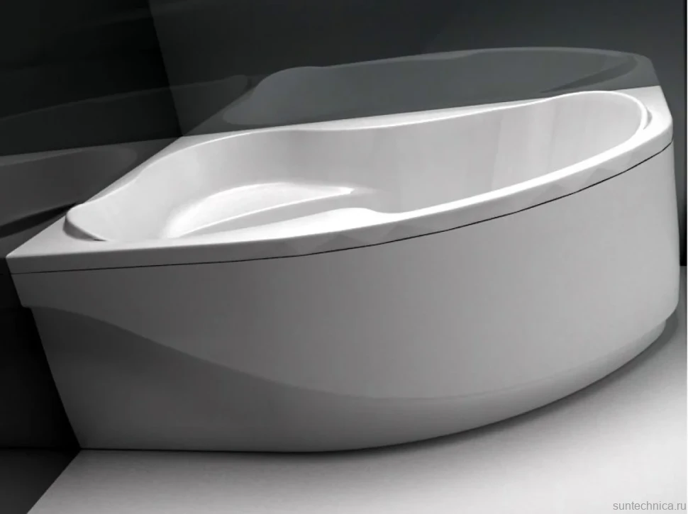 Акриловая ванна Aquanet Capri 00205345 L 170x110 см, угловая, левая, пристенная, белая, асимметричная, с каркасом, с сиденьем