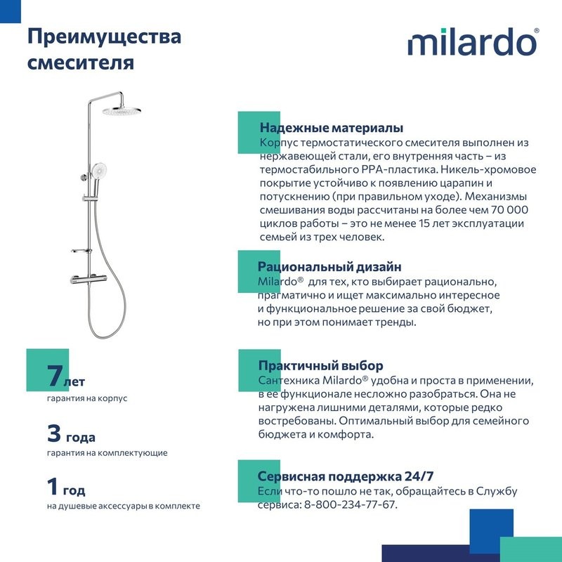 Душевая стойка Milardo Ideal Spa ILSSBTHM89 хром глянцевый