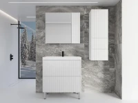 Шкаф пенал для ванной Style Line Стокгольм 36 подвесной, белый рифленый софт