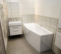 Ванна из искусственного камня Астра-Форм Скат L 170x75 см, правая, пристенная, белая, асимметричная, на ножках