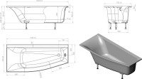 Ванна из искусственного камня Астра-Форм Скат L 170x75 см, правая, пристенная, белая, асимметричная, на ножках