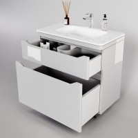Тумба с раковиной Style Line Марелла 90 напольная, белый глянец