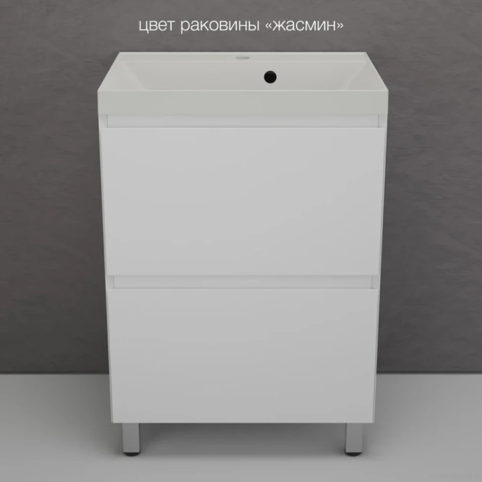 Тумба напольная "Манхэттен 60" ЭМАЛЬ, под раковину ASTI, 2 ящика, PLUS, белый