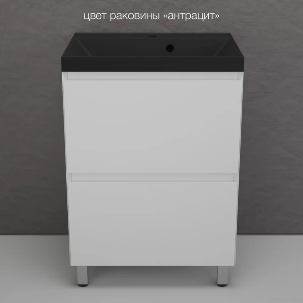 Тумба напольная "Манхэттен 60" ЭМАЛЬ, под раковину ASTI, 2 ящика, PLUS, белый