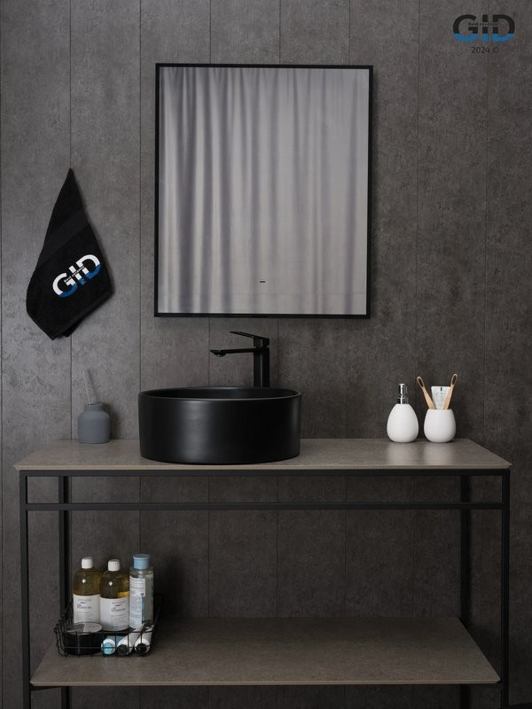 Накладная раковина GID Esfera Bm9011 40 матовая черная, круглая, фаянс