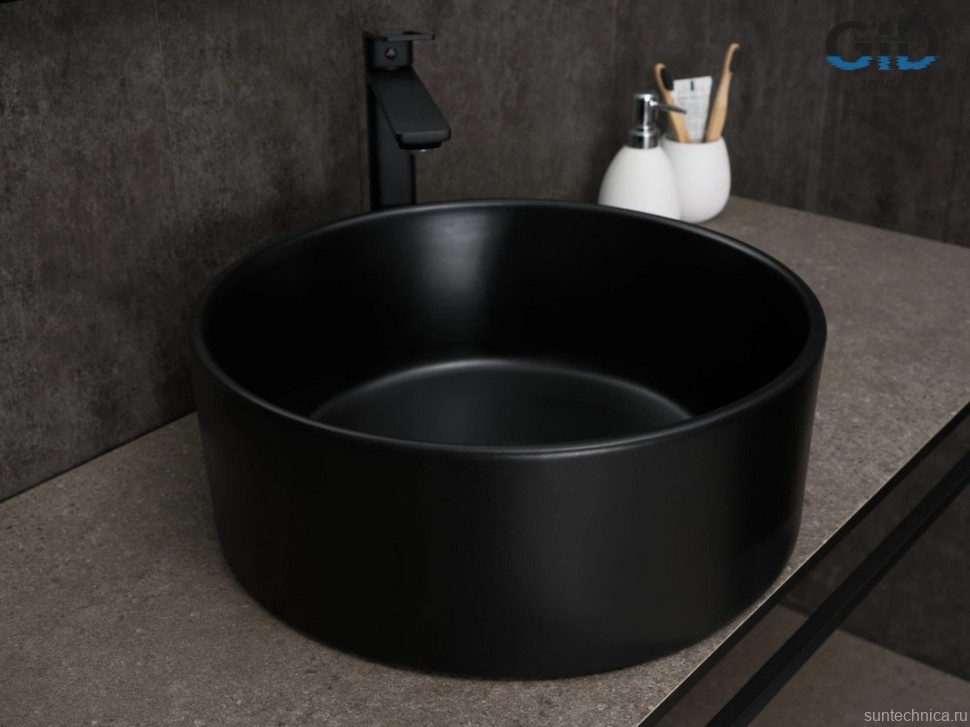 Накладная раковина GID Esfera Bm9011 40 матовая черная, круглая, фаянс