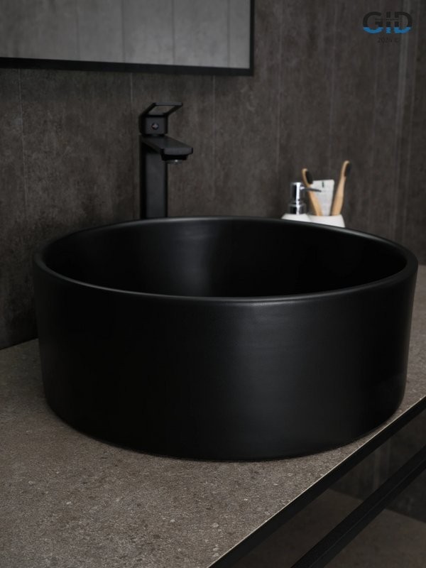 Накладная раковина GID Esfera Bm9011 40 матовая черная, круглая, фаянс
