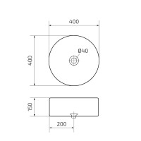 Накладная раковина GID Esfera Bm9011 40 матовая черная, круглая, фаянс