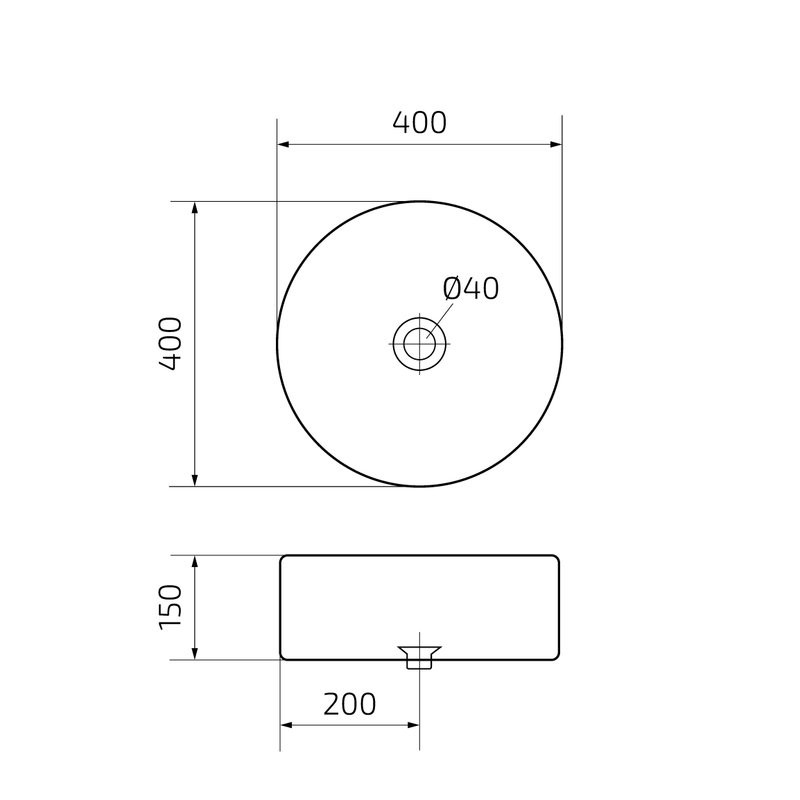 Накладная раковина GID Esfera Bm9011 40 матовая черная, круглая, фаянс