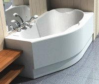 Акриловая ванна AQUATEK Таурус TAR170-0000129 R 170x100 см, угловая, правая, пристенная, белая, асимметричная, с каркасом, с экраном, со сливом-переливом