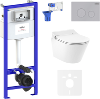 Комплект Lavinia Boho Унитаз подвесной Smart V-Clean 335901RS с микролифтом + Инсталляция RelFix 38010010 + Кнопка RelFix 380502MC + Дозатор RelFix 38040010