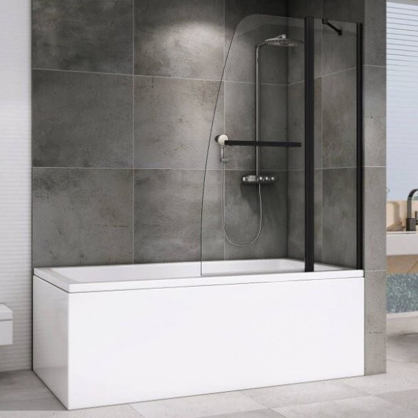 Шторка на ванну Abber Ewiges Wasser AG50100B 100x140, профиль черный, стекло прозрачное