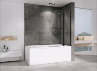 Шторка на ванну Abber Ewiges Wasser AG50100B 100x140, профиль черный, стекло прозрачное