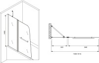 Шторка на ванну Abber Ewiges Wasser AG50100B 100x140, профиль черный, стекло прозрачное