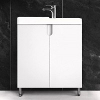 Тумба с раковиной Belux Даллас 60 L напольная, белая глянцевая