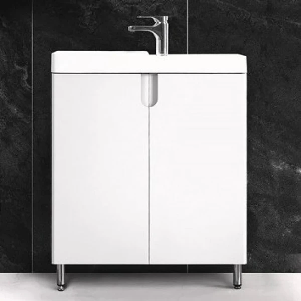 Тумба с раковиной Belux Даллас 60 L напольная, белая глянцевая