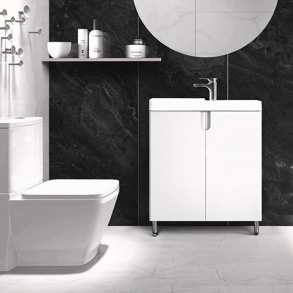 Тумба с раковиной Belux Даллас 60 L напольная, белая глянцевая