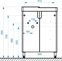 Тумба с раковиной Belux Даллас 60 L напольная, белая глянцевая