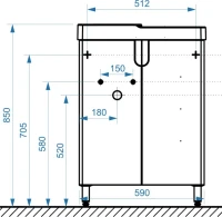 Тумба с раковиной Belux Даллас 60 L напольная, белая глянцевая