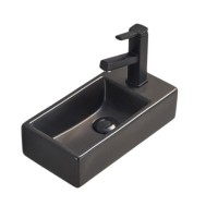 Раковина маленькая в туалет GID Suspendido Bm9270L 41 матовая черная, прямоугольная, фаянс