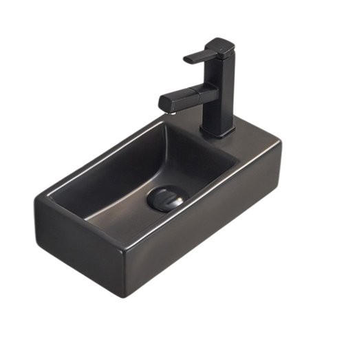 Раковина маленькая в туалет GID Suspendido Bm9270L 41 матовая черная, прямоугольная, фаянс