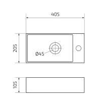 Раковина маленькая в туалет GID Suspendido Bm9270L 41 матовая черная, прямоугольная, фаянс