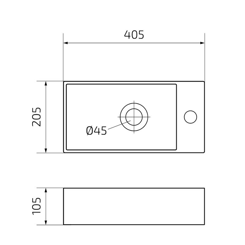 Раковина маленькая в туалет GID Suspendido Bm9270L 41 матовая черная, прямоугольная, фаянс