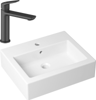 Комплект Накладная раковина Lavinia Boho Bathroom Sink 33311014 + Смеситель Wellsee ICON! for life 182302000 матовый черный