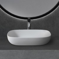 Накладная раковина Abber Stein AS2620 60 матовая белая, прямоугольная, искусственный камень