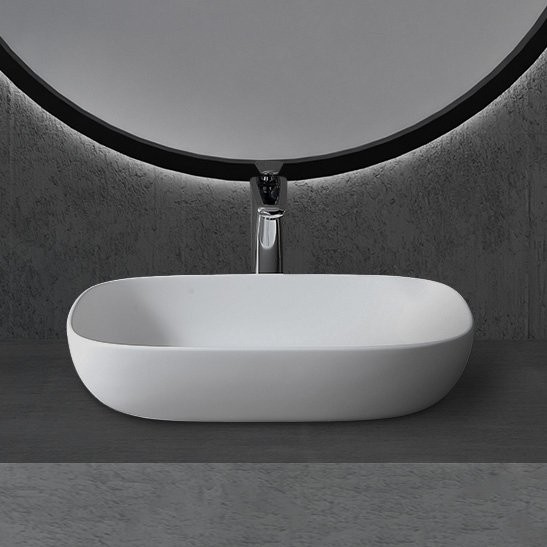 Накладная раковина Abber Stein AS2620 60 матовая белая, прямоугольная, искусственный камень