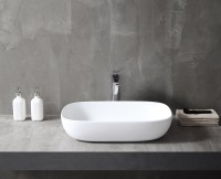 Накладная раковина Abber Stein AS2620 60 матовая белая, прямоугольная, искусственный камень