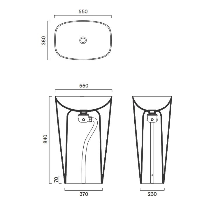 Раковина напольная Catalano Green 0428550001 55 глянцевая белая, прямоугольная, моноблок