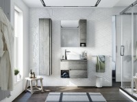 Мебель для ванной комнаты STWORKI Карлстад 75 дуб рошелье, монте тиберио, с отверстием для смесителя в столешнице