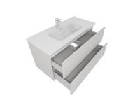 Тумба с раковиной AQUATEK Вега 100 подвесная, 2 ящика, серый туман