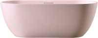 Ванна из искусственного камня Abber Frankfurt AM9941MP 170x75 см, отдельностоящая, матовая розовая, овальная, фурнитура белая