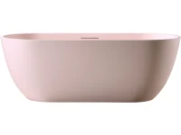 Ванна из искусственного камня Abber Frankfurt AM9941MP 170x75 см, отдельностоящая, матовая розовая, овальная, фурнитура белая