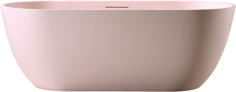 Ванна из искусственного камня Abber Frankfurt AM9941MP 170x75 см, отдельностоящая, матовая розовая, овальная, фурнитура белая